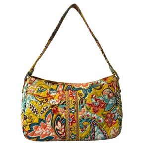 Vera Bradley Cassidy Provencal Quilted Shoulder Bag Purse Yellow Paisley Retired